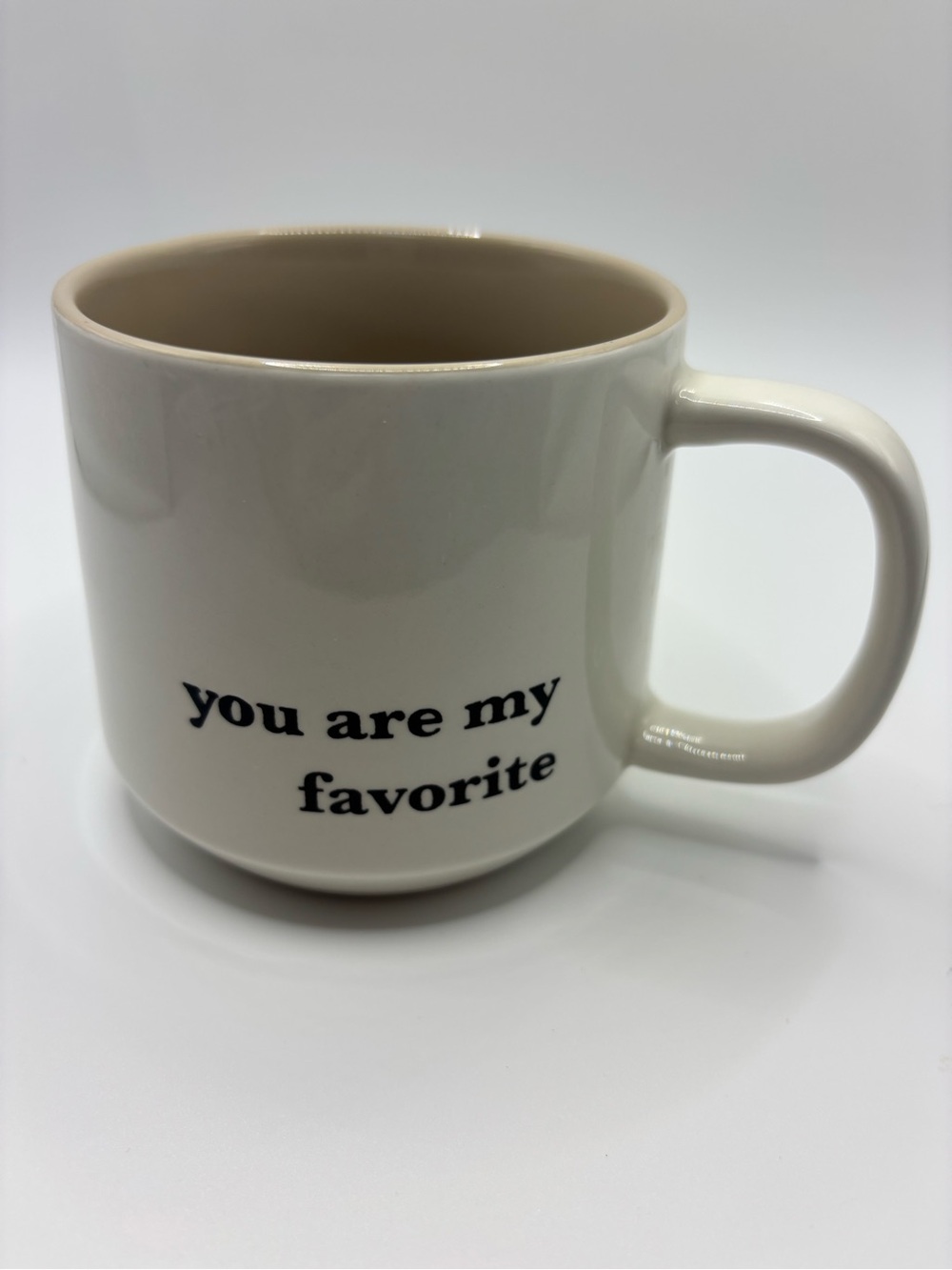 You Are My Favorite Stoneware 15OZ Coffee Mug Cream exterior Beige Interior